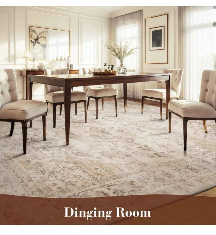 Area Rug 8X10 - Beige Machine Washable - photo 2