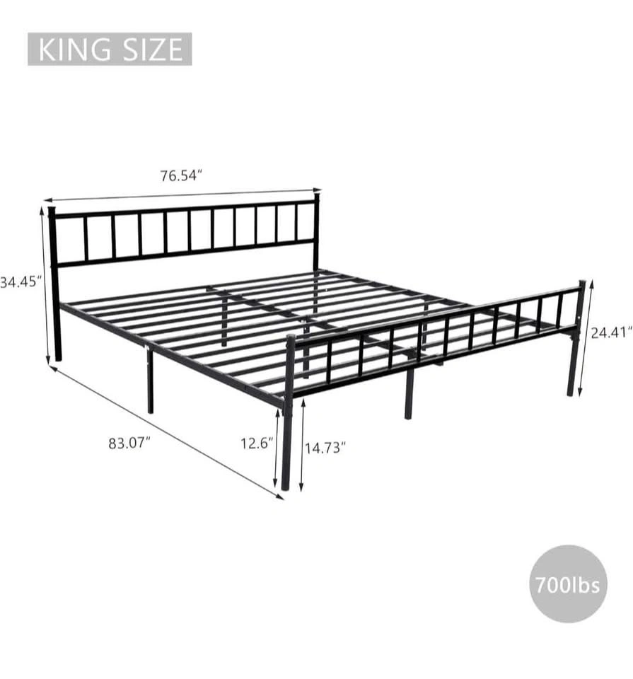 Metal Platform King Bed Frame w/ Headboard - photo 3