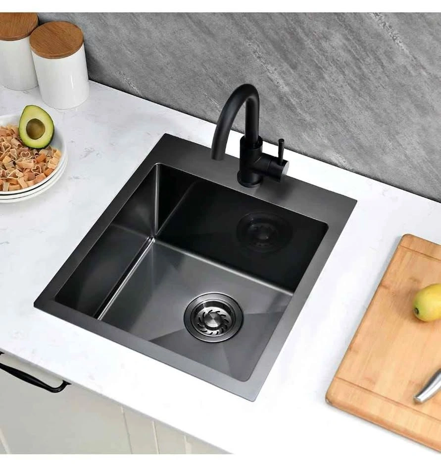 16" Black Bar Sink with Faucet