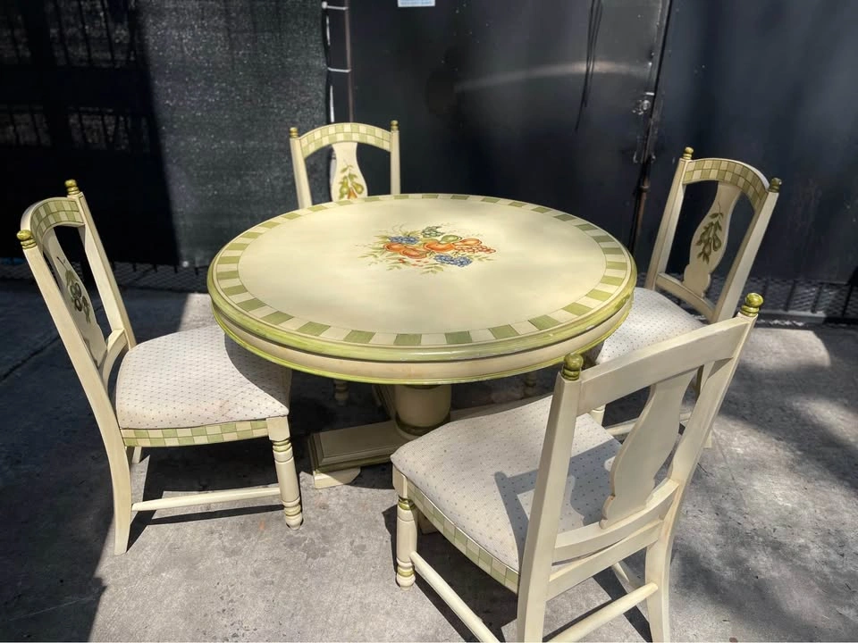 Hand-Painted Round Dining Set – Table + 4 Chairs - photo 2