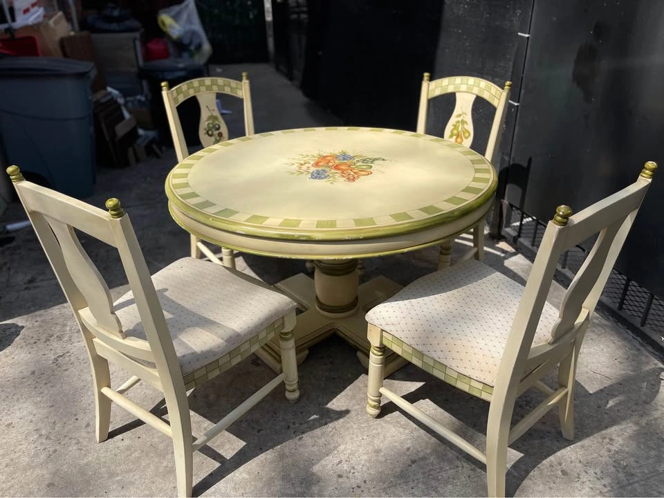 Hand-Painted Round Dining Set – Table + 4 Chairs - photo 3