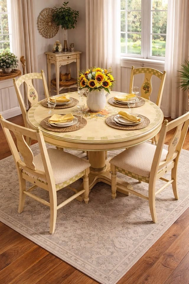Hand-Painted Round Dining Set – Table + 4 Chairs - photo 4