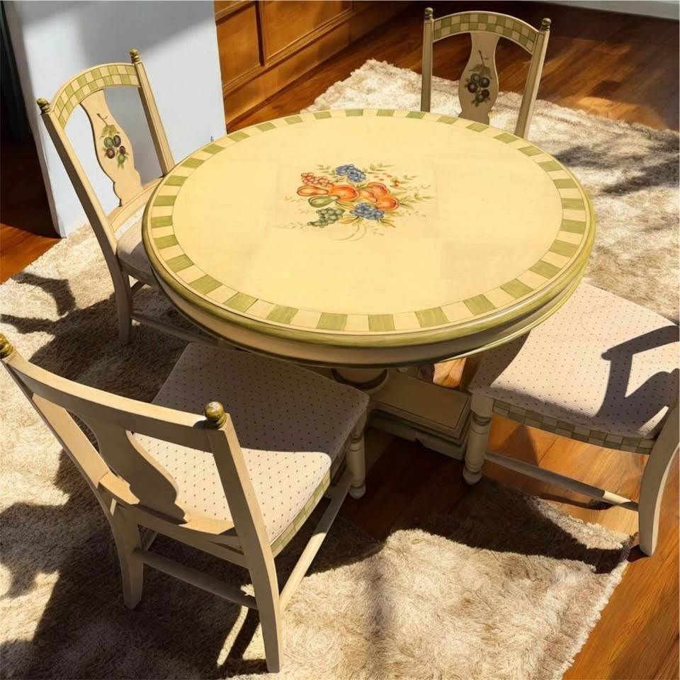 Hand-Painted Round Dining Set – Table + 4 Chairs - photo 5