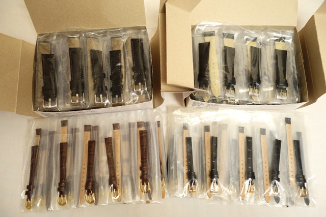 100 Sets Premium Leather Watch Straps Assorted Sizes/Styles