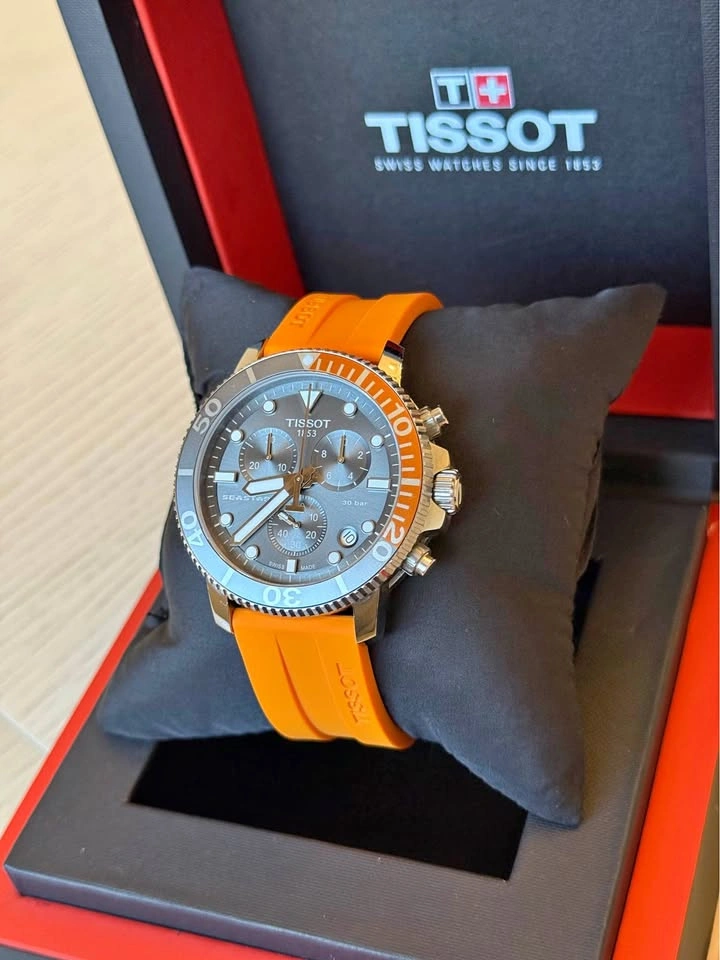 Tissot Men’s Watch Seastar 1000 Chronograph - Grey Dial Orange S