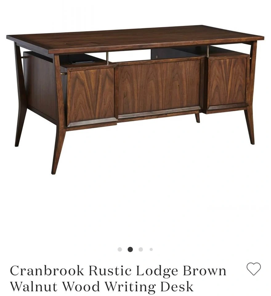 Cranbrook Mid Century Modern Writing Desk - Walnut & Gold - photo 2