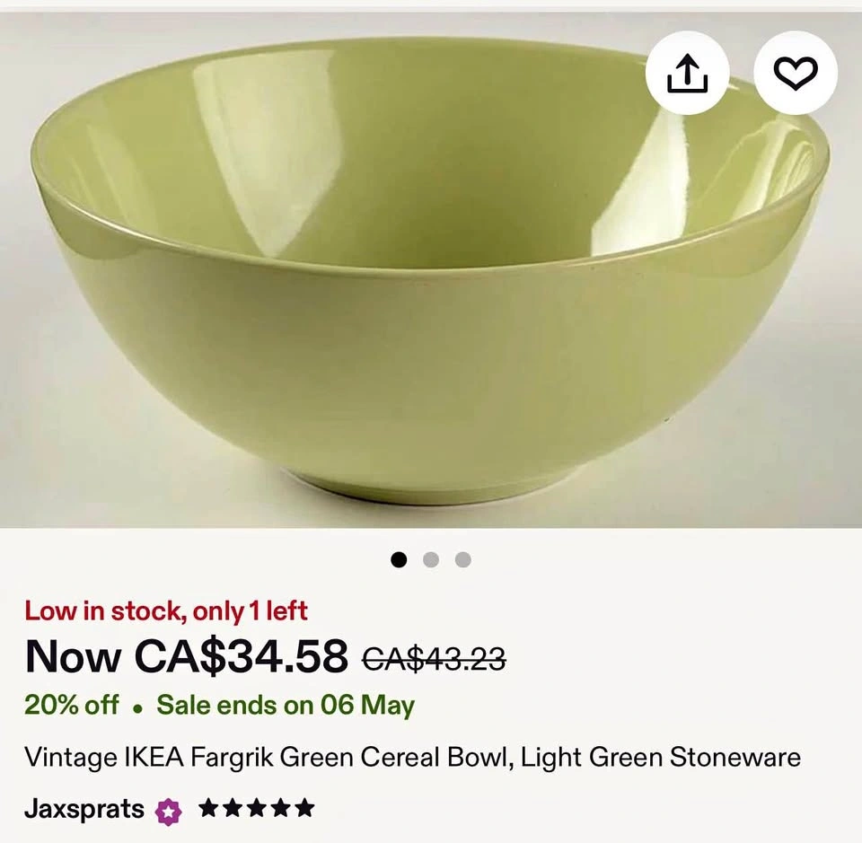 IKEA Fargrik light green stoneware bowl - 3 pieces