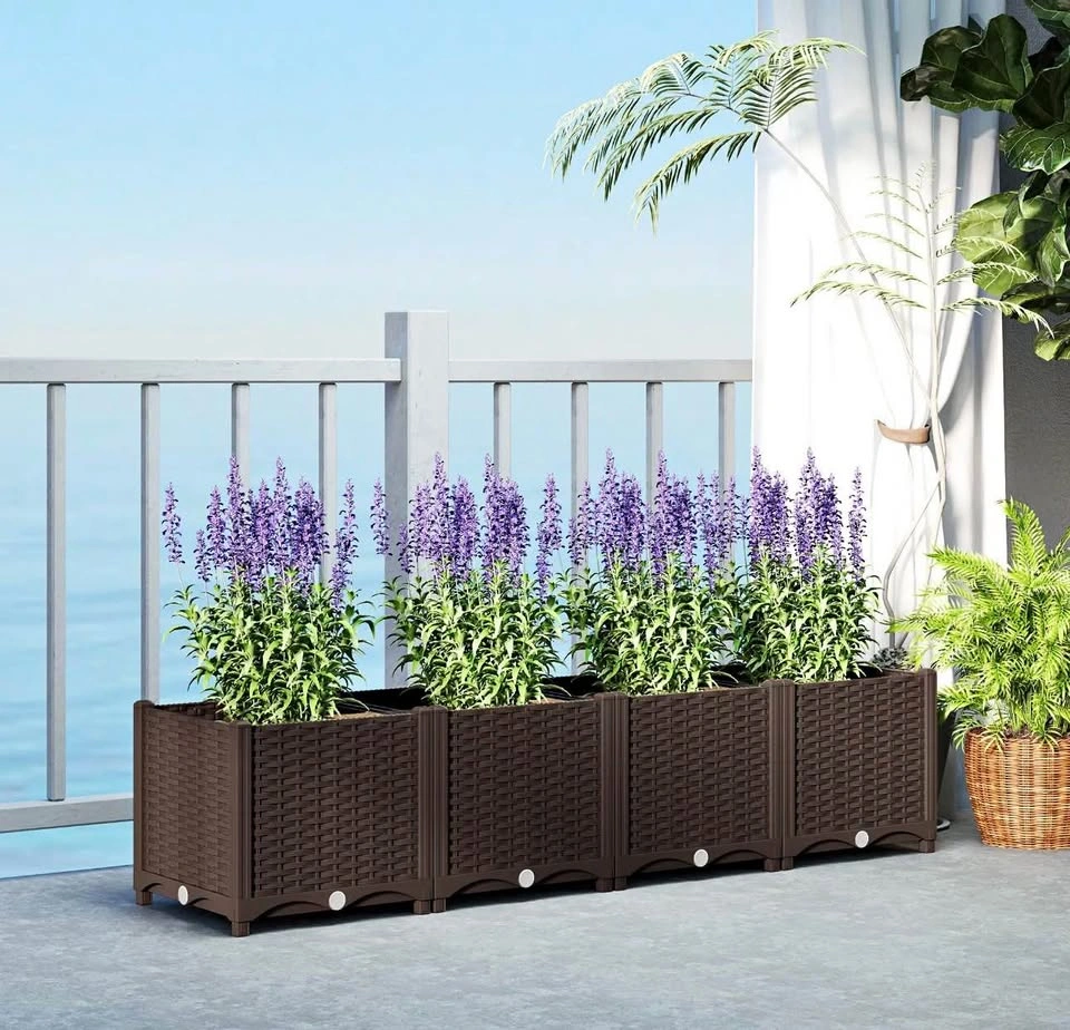 Outsunny Plastic Raised Garden Bed - 63"X15.7"X14.6" - Brown