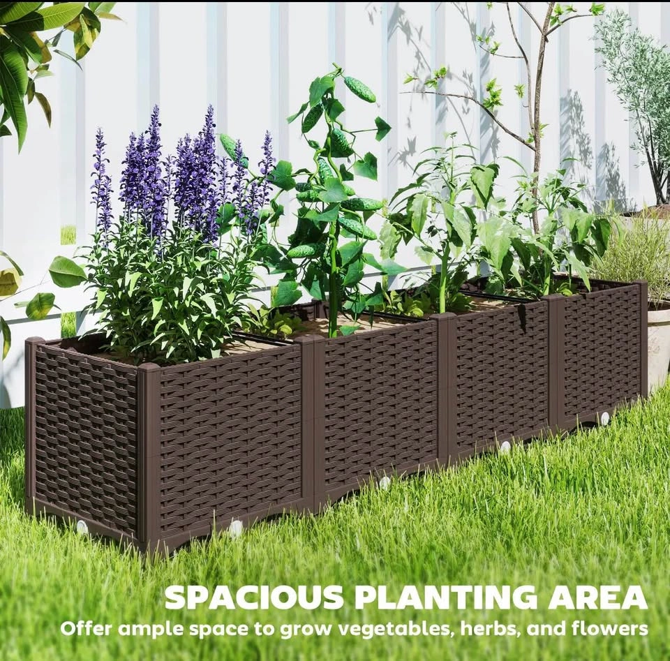 Outsunny Plastic Raised Garden Bed - 63"X15.7"X14.6" - Brown - photo 3