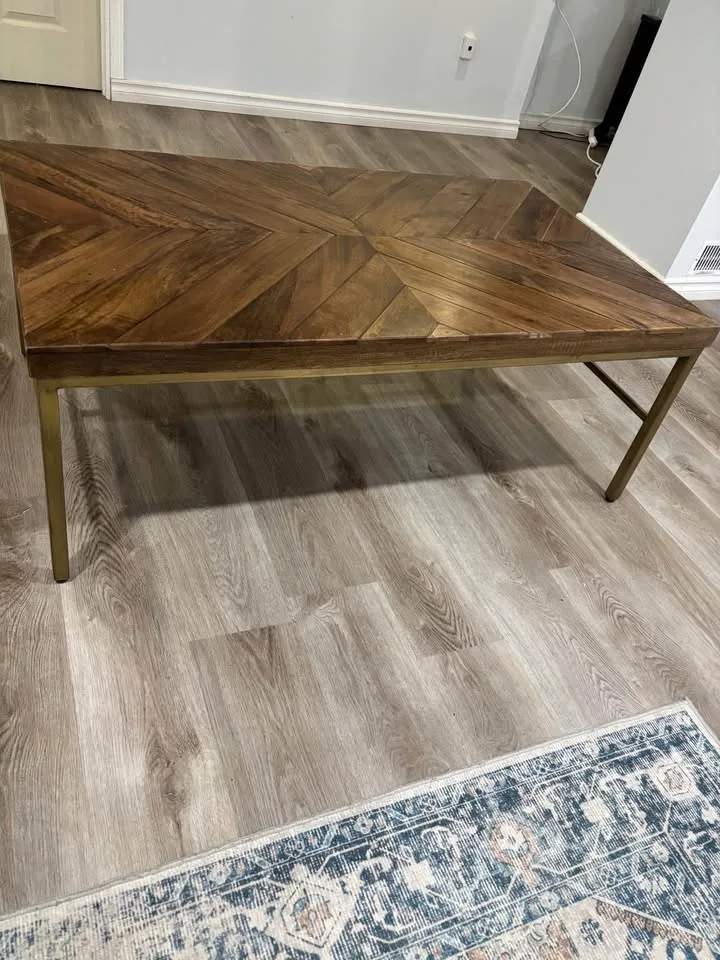 Homesense Wood Coffee Table with Gold Metal Legs image indicator(2)