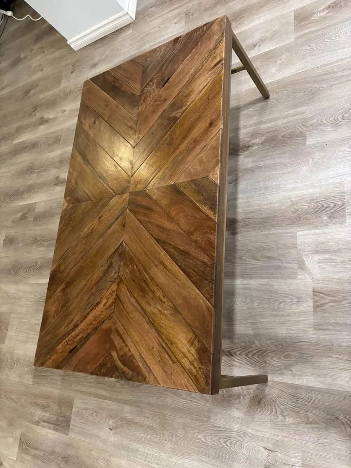 Homesense Wood Coffee Table with Gold Metal Legs image indicator(4)