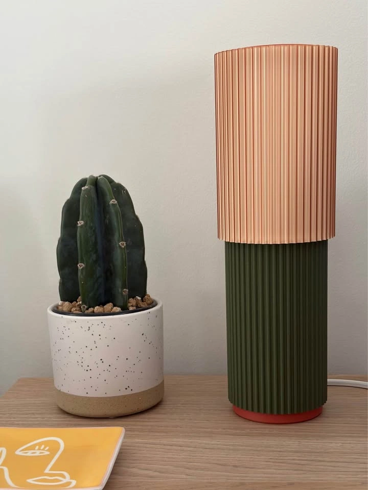 Unique Mid Century Modern Inspired Fluted Green Table Lamp - photo 2