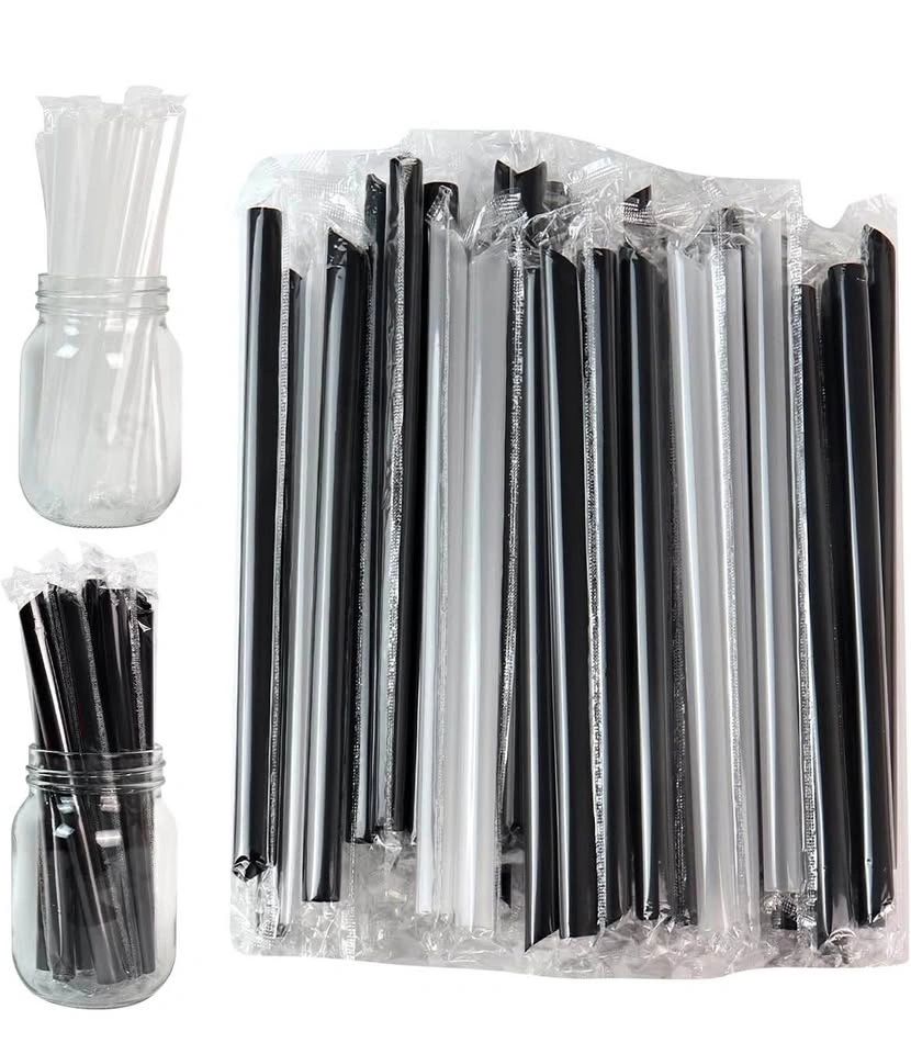 Smoothie Straws - 200 Pack (100 Clear / 100 Black)