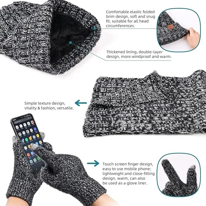🎁3-in-1 Winter Gift Set Hat Scarf Gloves Set image indicator(5)