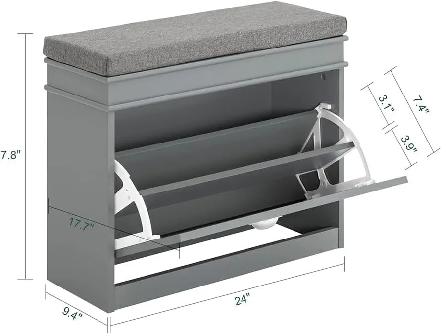 SoBuy Shoe Bench with Flip-Drawer & Removable Cushion image indicator(3)
