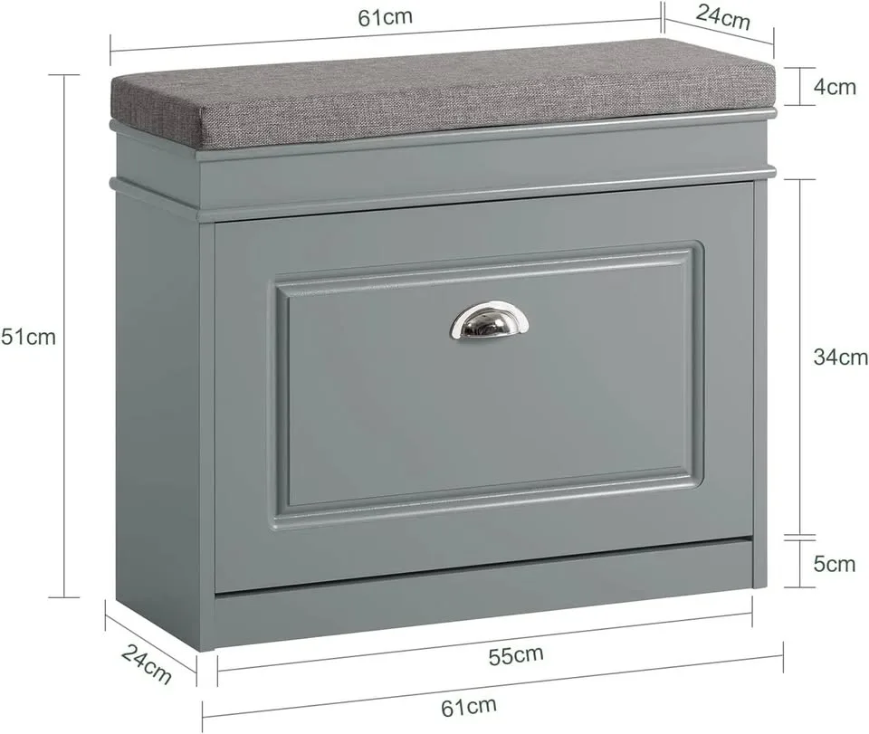 SoBuy Shoe Bench with Flip-Drawer & Removable Cushion image indicator(4)