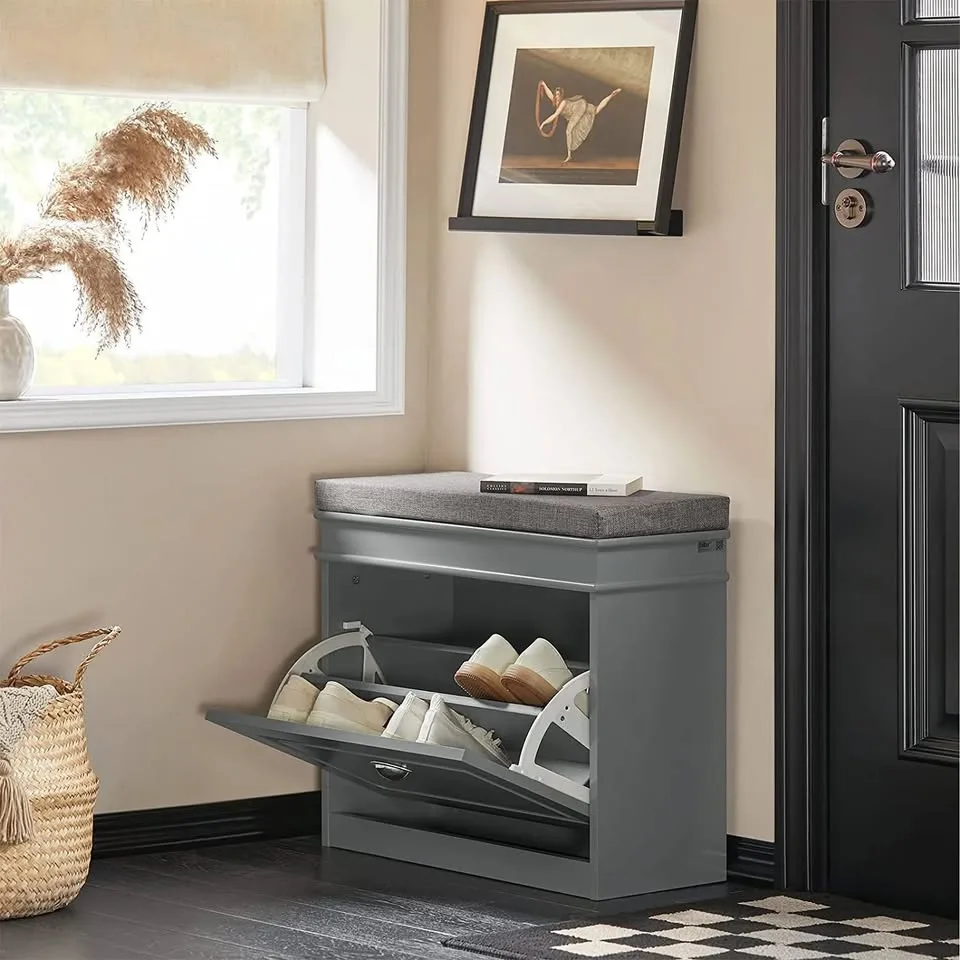 SoBuy Shoe Bench with Flip-Drawer & Removable Cushion image indicator(6)