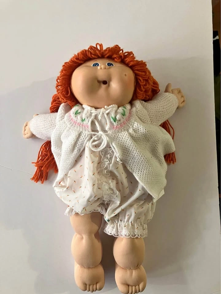 Vintage 1985 Cabbage Patch Kids Girl Orange Yarn Hair Blue Eyes