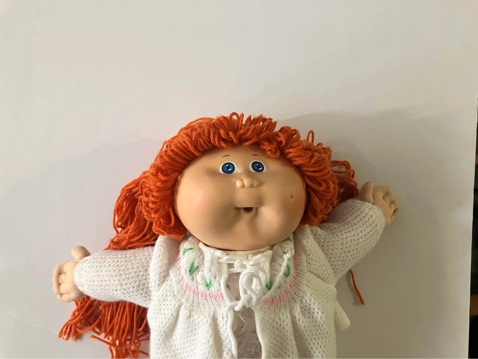 Vintage 1985 Cabbage Patch Kids Girl Orange Yarn Hair Blue Eyes - photo 2