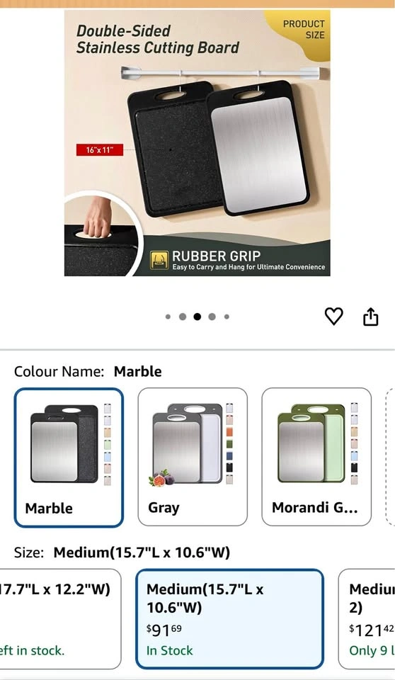 Stainless Steel Cutting Board, Double Sided Metal Chopping board