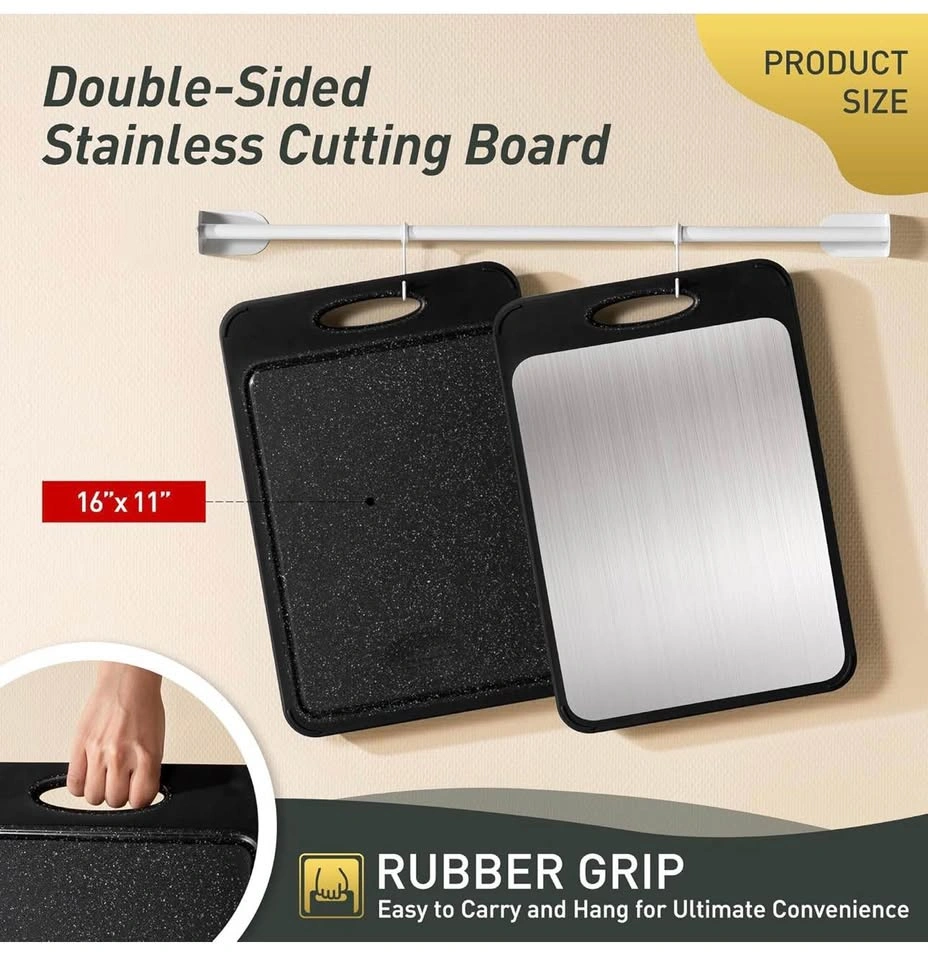 Stainless Steel Cutting Board, Double Sided Metal Chopping board - photo 3