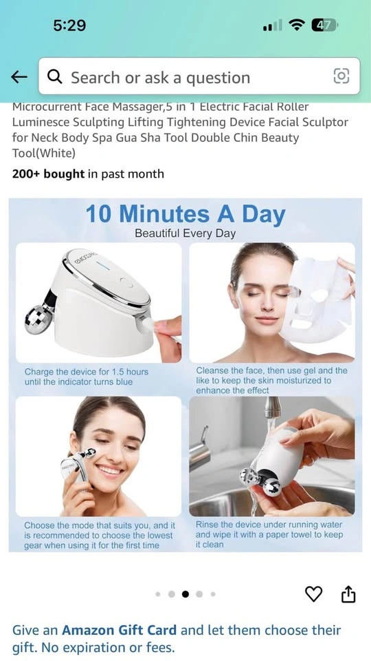 Microcurrent Face Massager, Electric Facial Roller