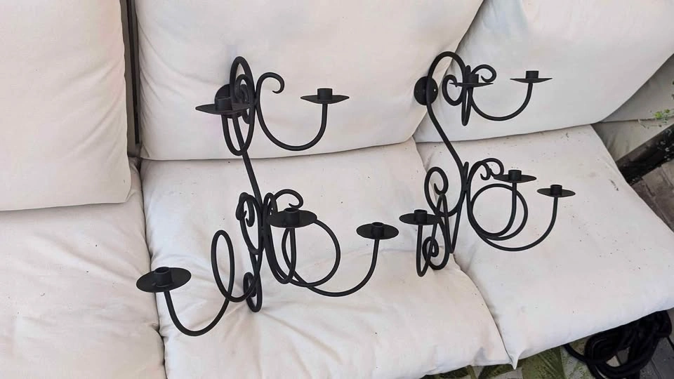 Crate & Barrel Swirl Large Candelabra Candle Sconces [pair]