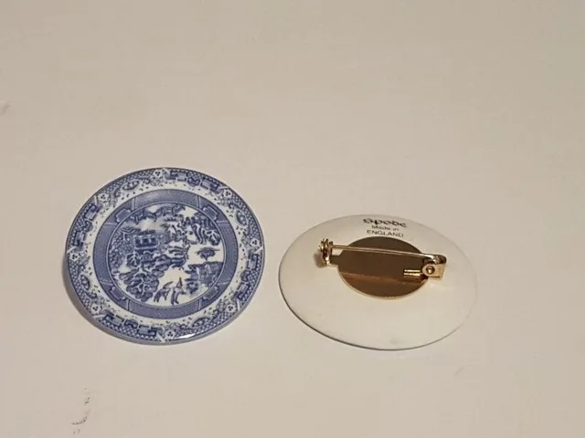 Spode - Blue Italian - Mini Plate Brooch thumbnail