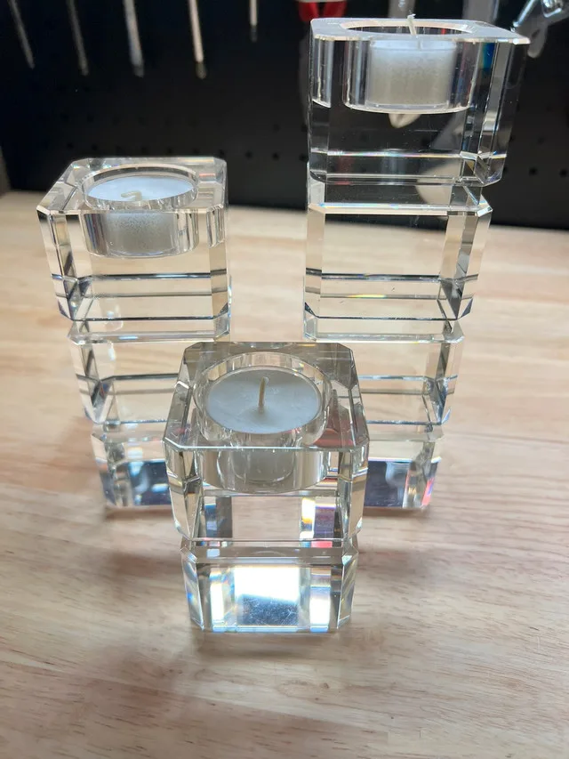 French crystal candleholders - set of 3 thumbnail
