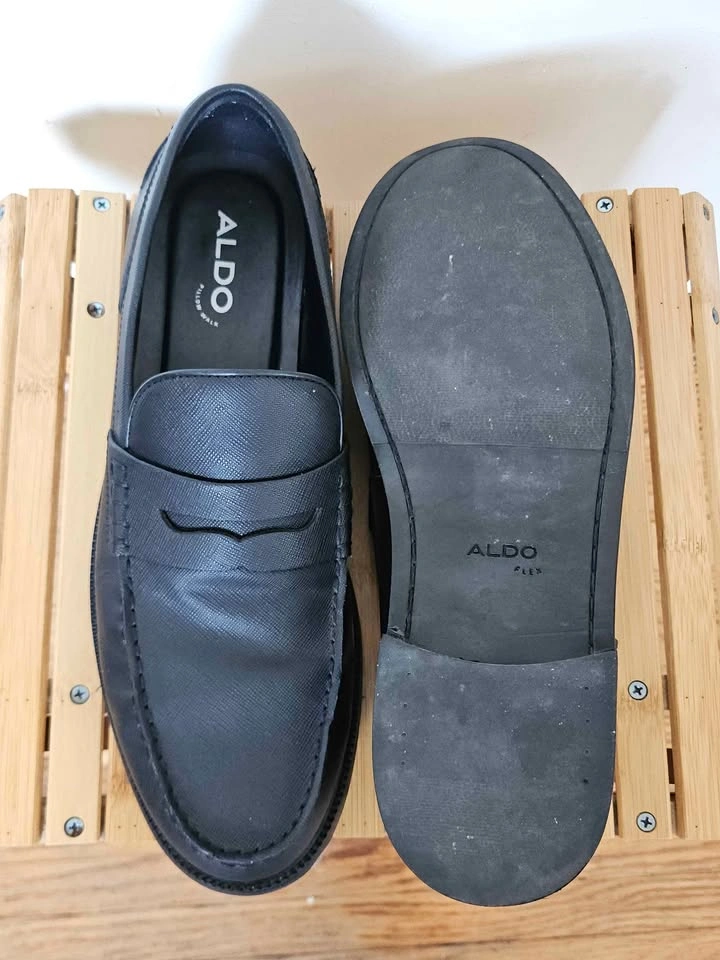 ALDO Men's Black Leather Penny Loafers Size: 10 - photo 3