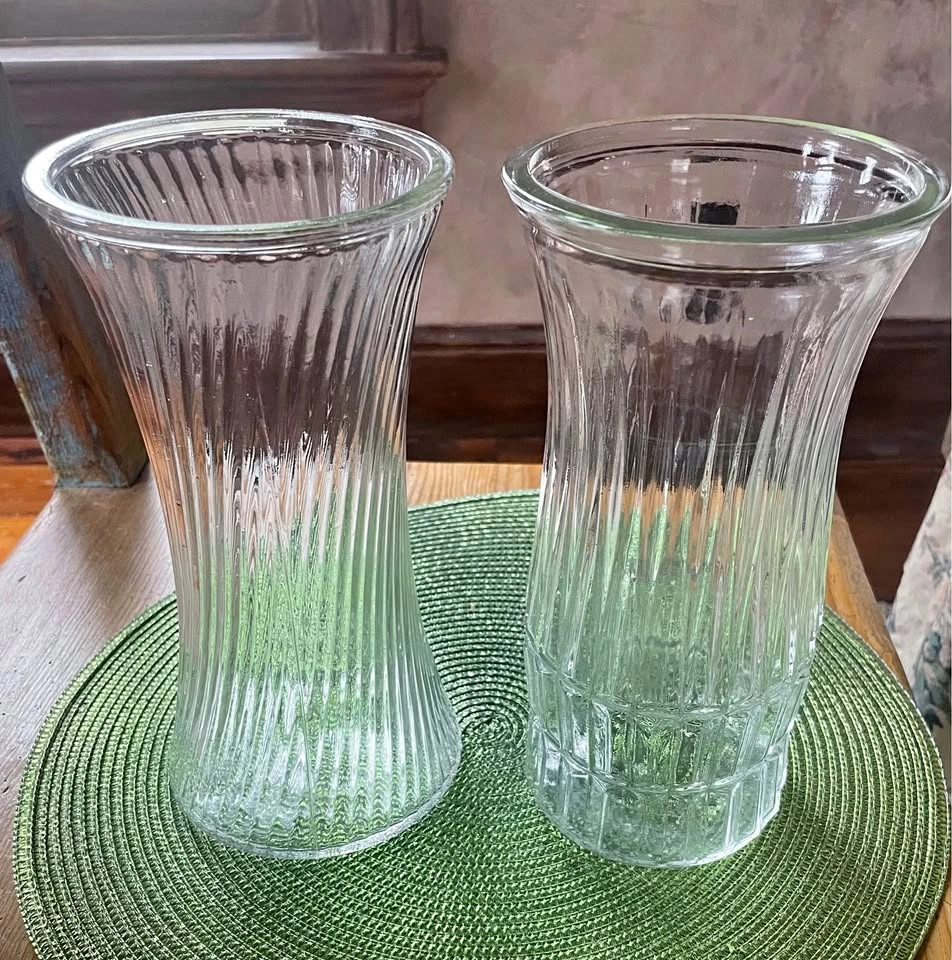 Lovely 9-1/2" Tall Glass Vases - Set of 2