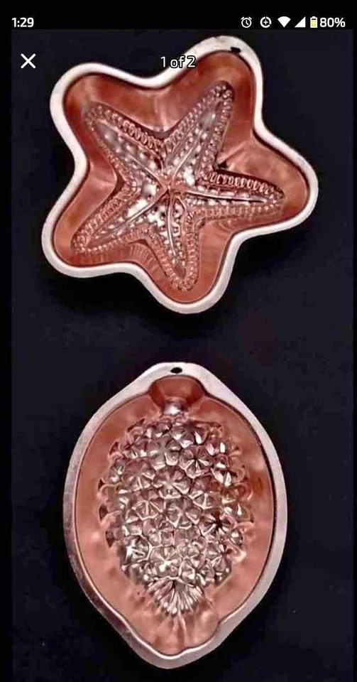 Set of Two Vintage Levco Copper Moulds Hong Kong Made