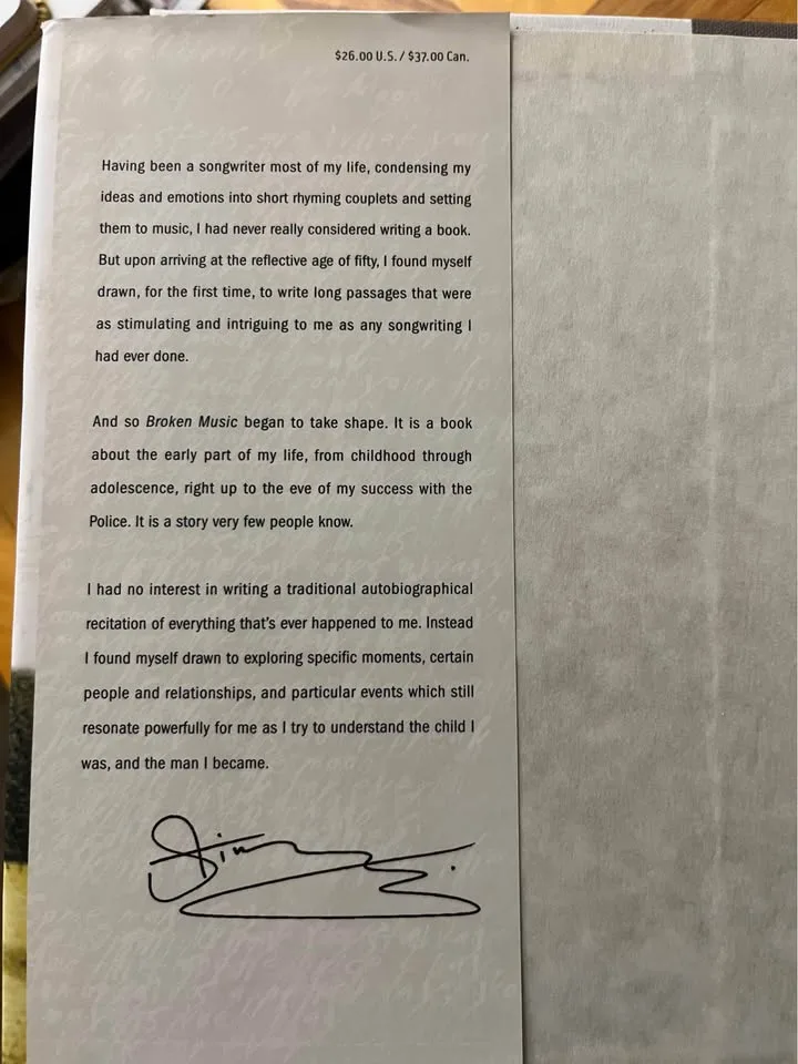 Hardcover Memoir - Sting Broken Music image indicator(3)