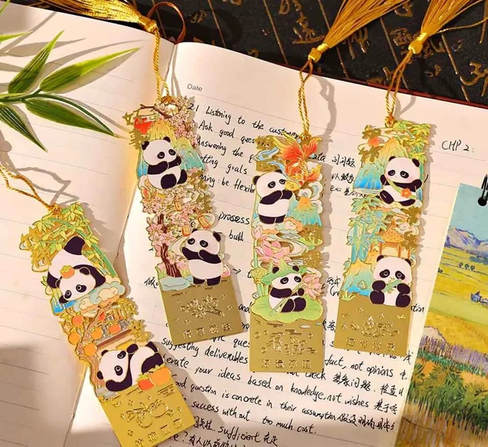 Beautiful metal bookmark with pandas🐼✨