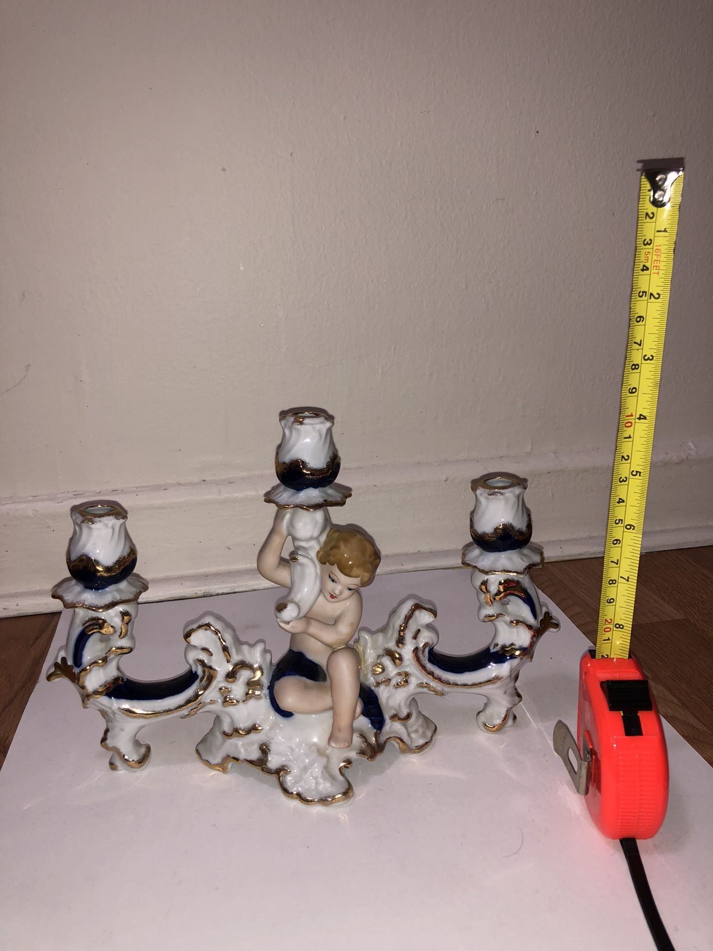 Romanian 1970 Porcelain 3 Light Candelabra