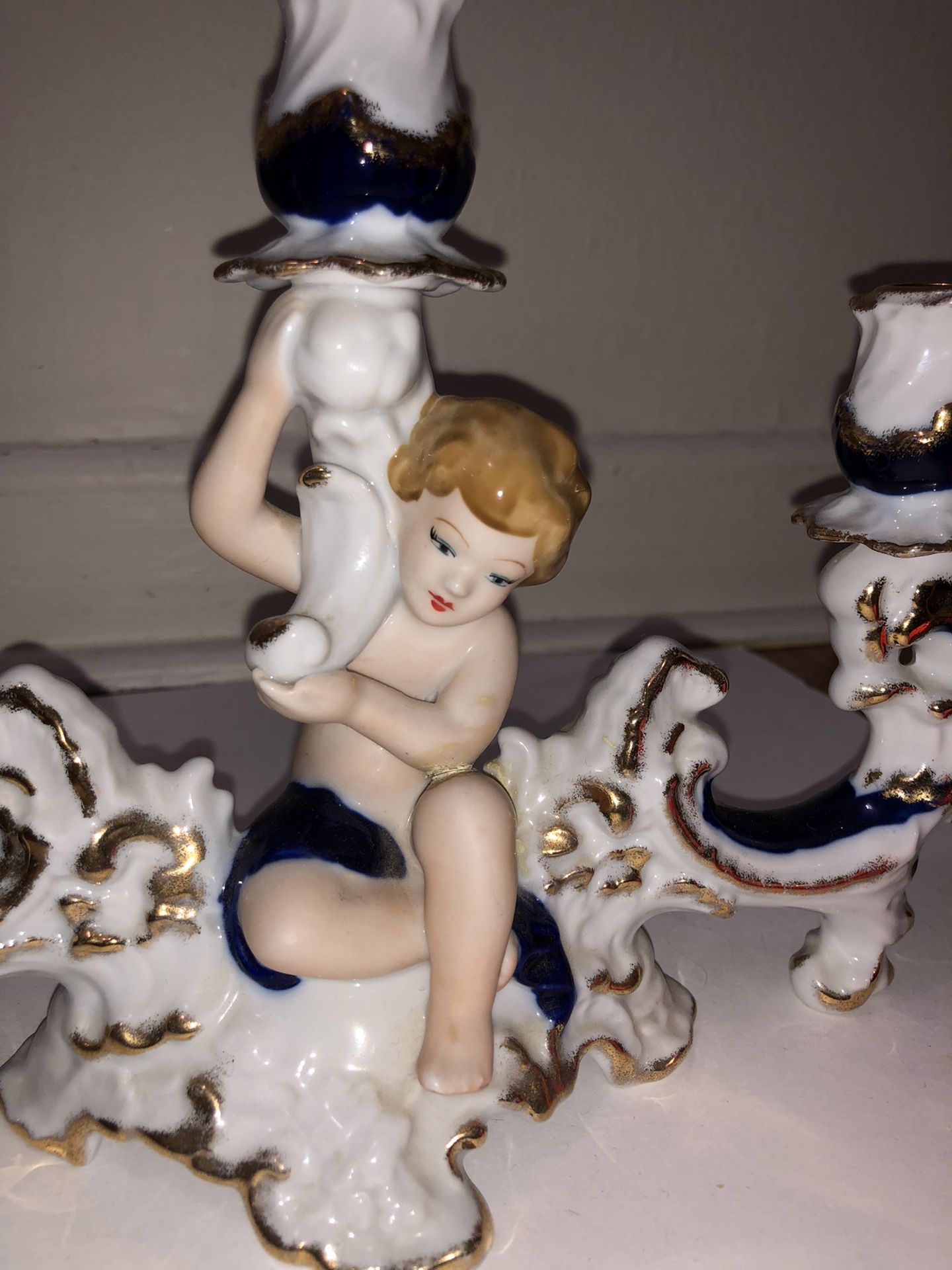 Romanian 1970 Porcelain 3 Light Candelabra - photo 3