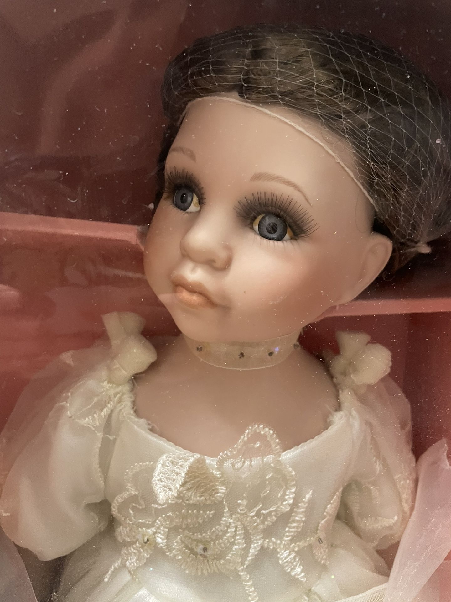 Porcelain Doll In White Dress In Box - photo 2