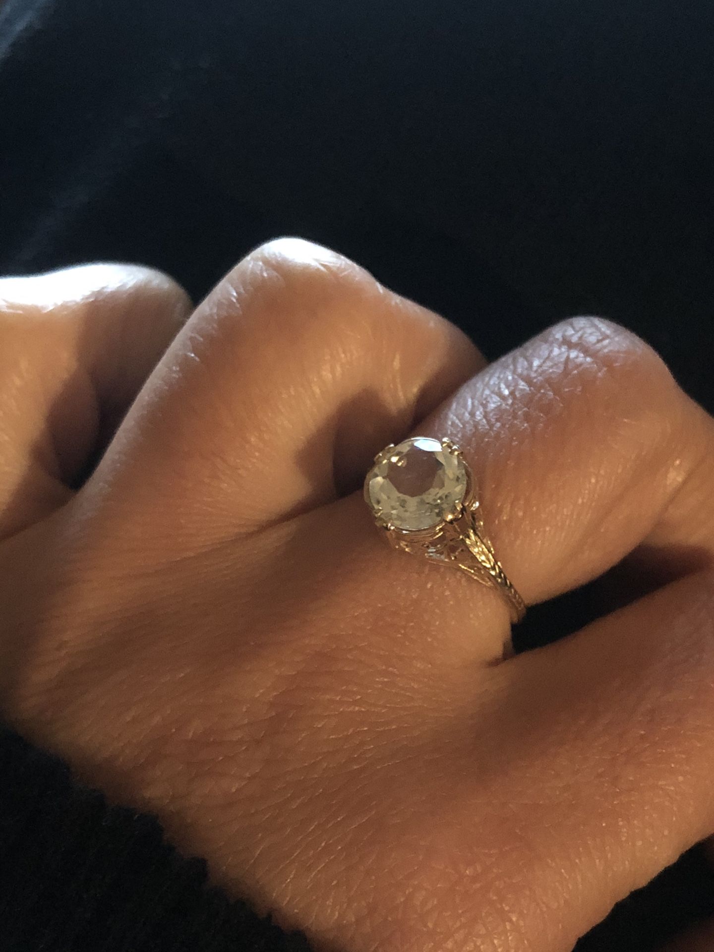 Art Deco Gold Aquamarine Engagement Ring