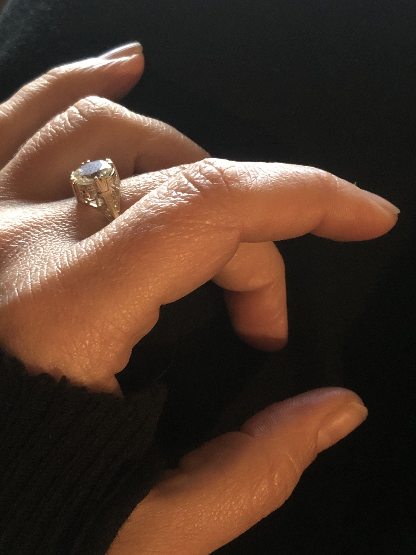 Art Deco Gold Aquamarine Engagement Ring - photo 3