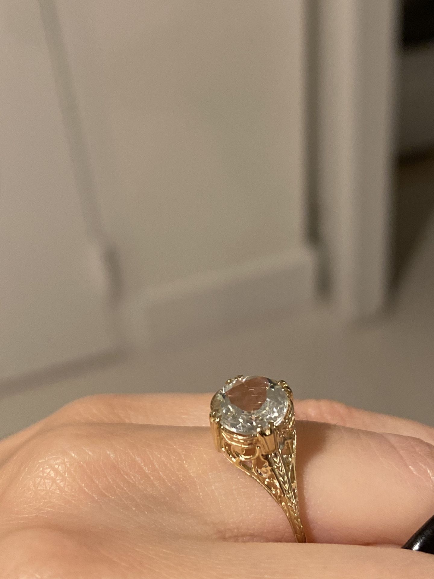 Art Deco Gold Aquamarine Engagement Ring - photo 4