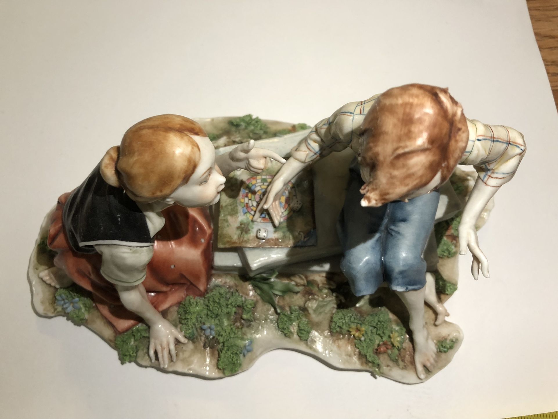 Boy And Girl Playing Porcelain Statue - photo 2
