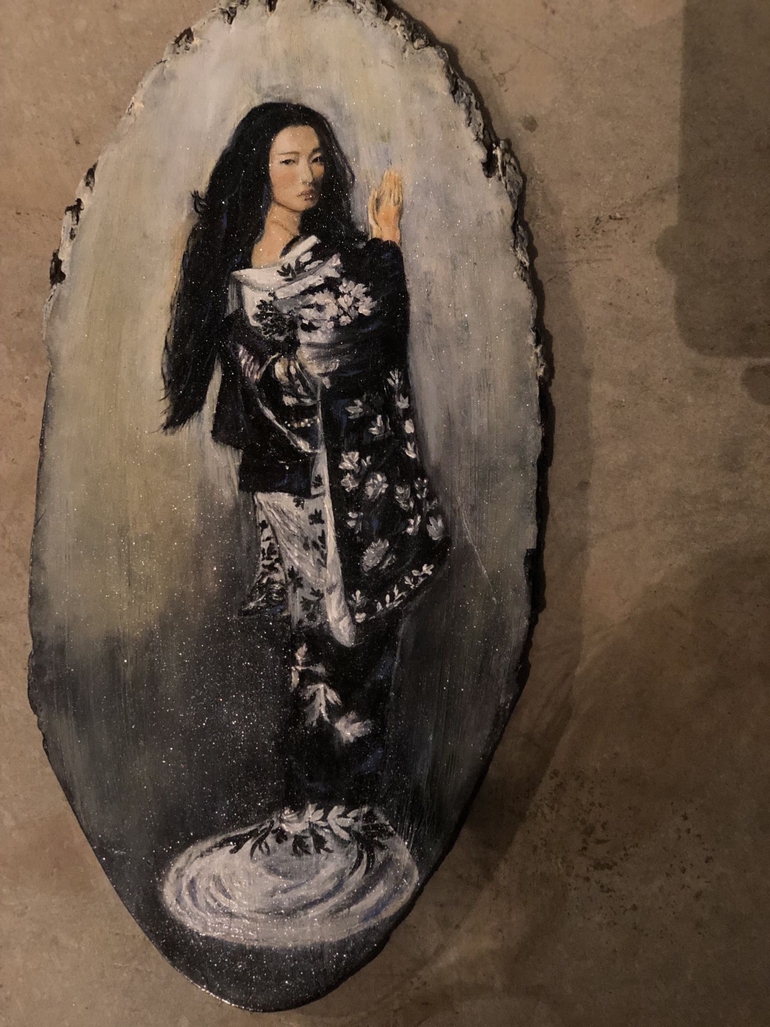 Geisha Painting, Oil On Wood - photo 2