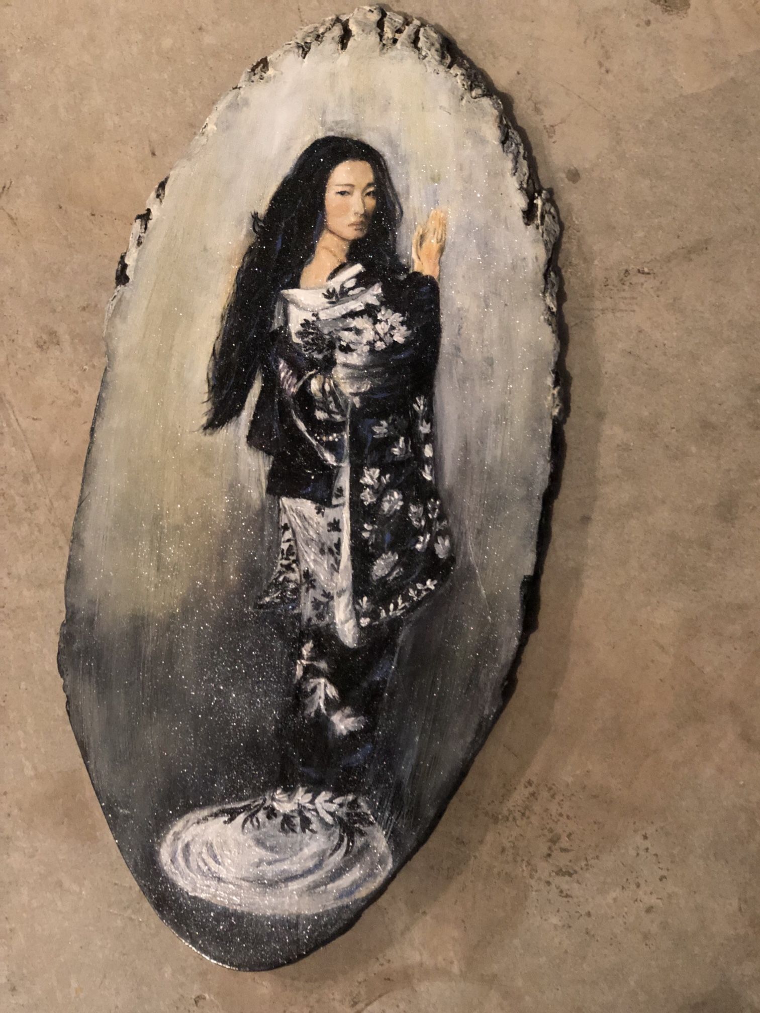 Geisha Painting, Oil On Wood - photo 3