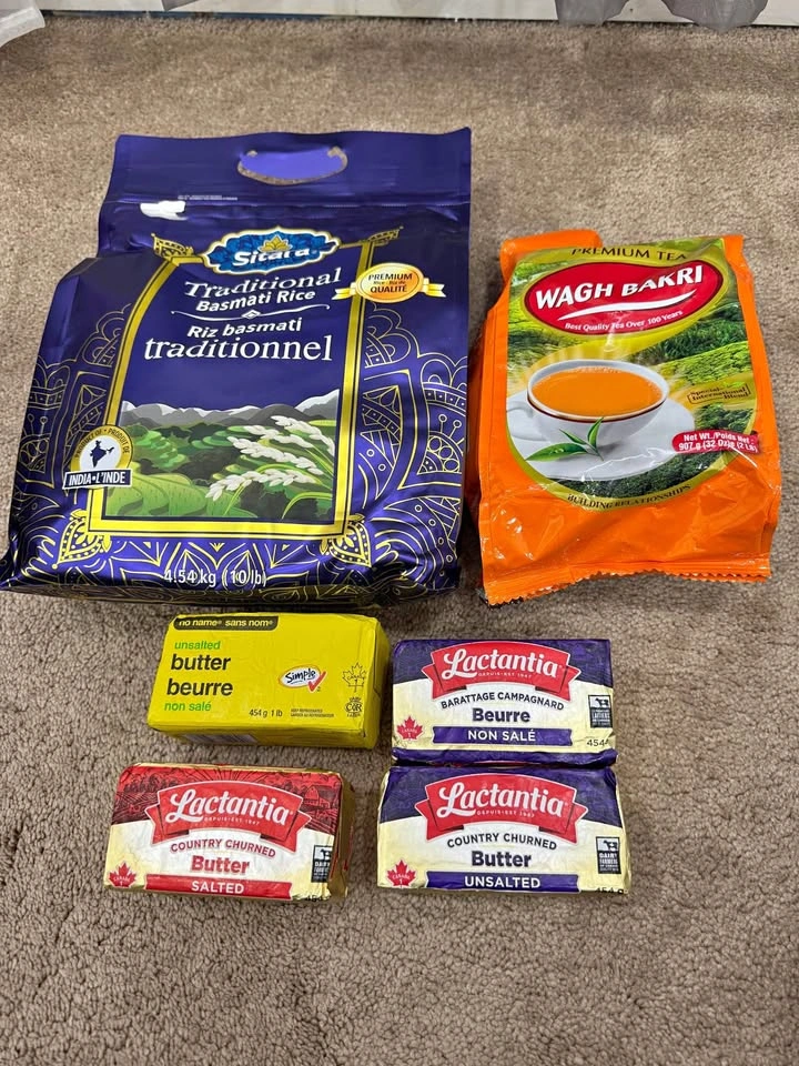 Rice, tea and butter - all sealed