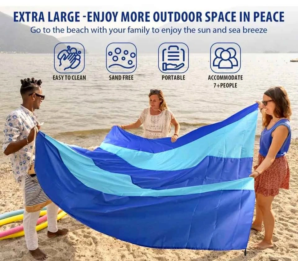 Oversized Sandproof Beach Mat for 4-7 Adults