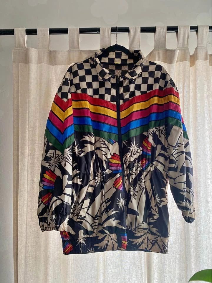 Farm Rio Rainbow Checkered Tropical Jacket