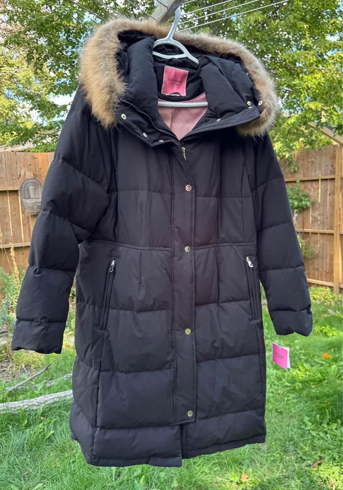 Kate Spade Black Down Parka with Faux Fur Hood -XL - photo 2