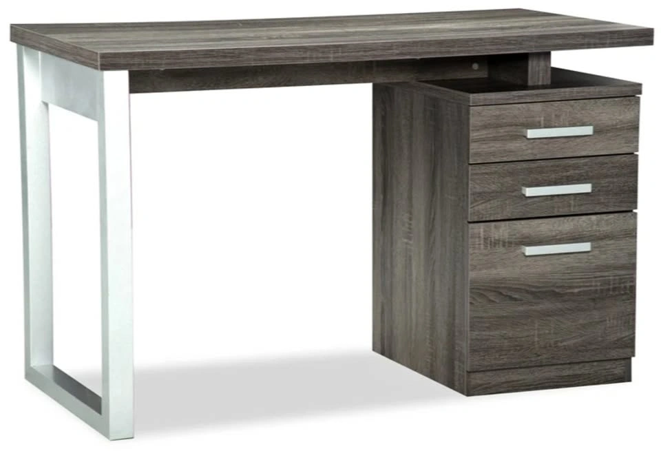 BRICKS rectangular gray office Desk with 3 drawers