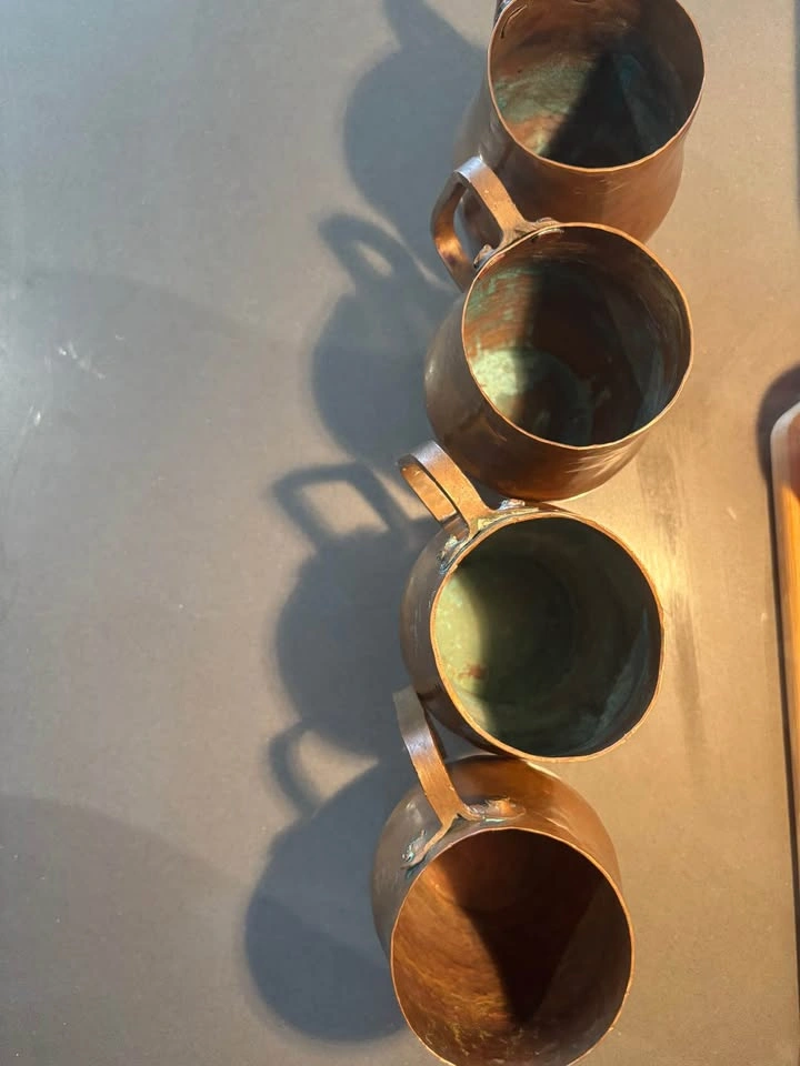 Set of 4 Solid Hammered Copper Moscow Mule Mugs 5” Tall - photo 4