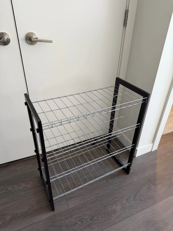 4-Tier Shoe Rack with Wood Frame and Wire Shelf - photo 5